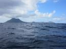 On the way to St. Kitts, Statia with Saba in the distant background. 